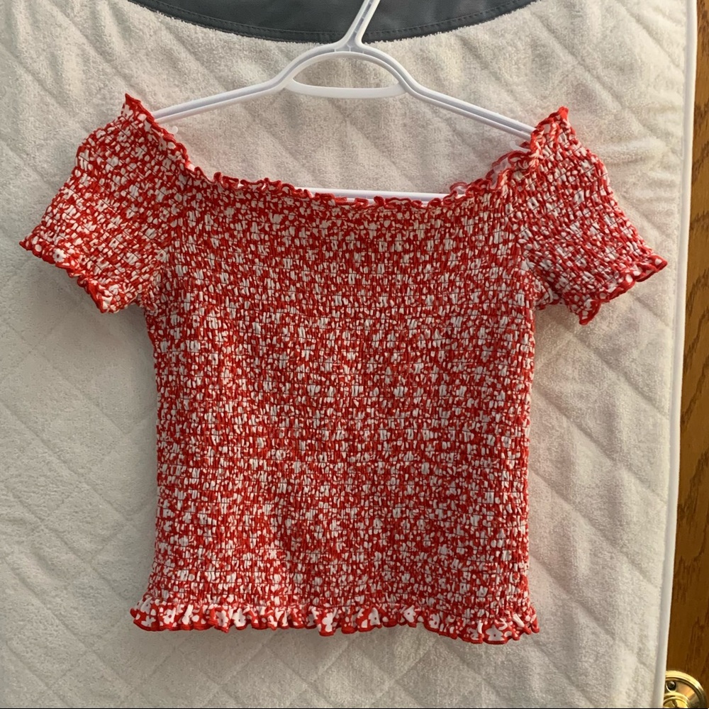Red Bluenotes Crop Top, Size Large